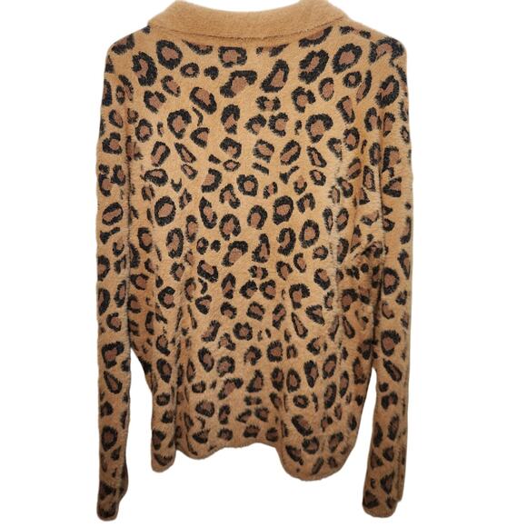 RACHEL ZOE NWT Leopard print faux fur sweater size large snaps - Picture 3 of 9